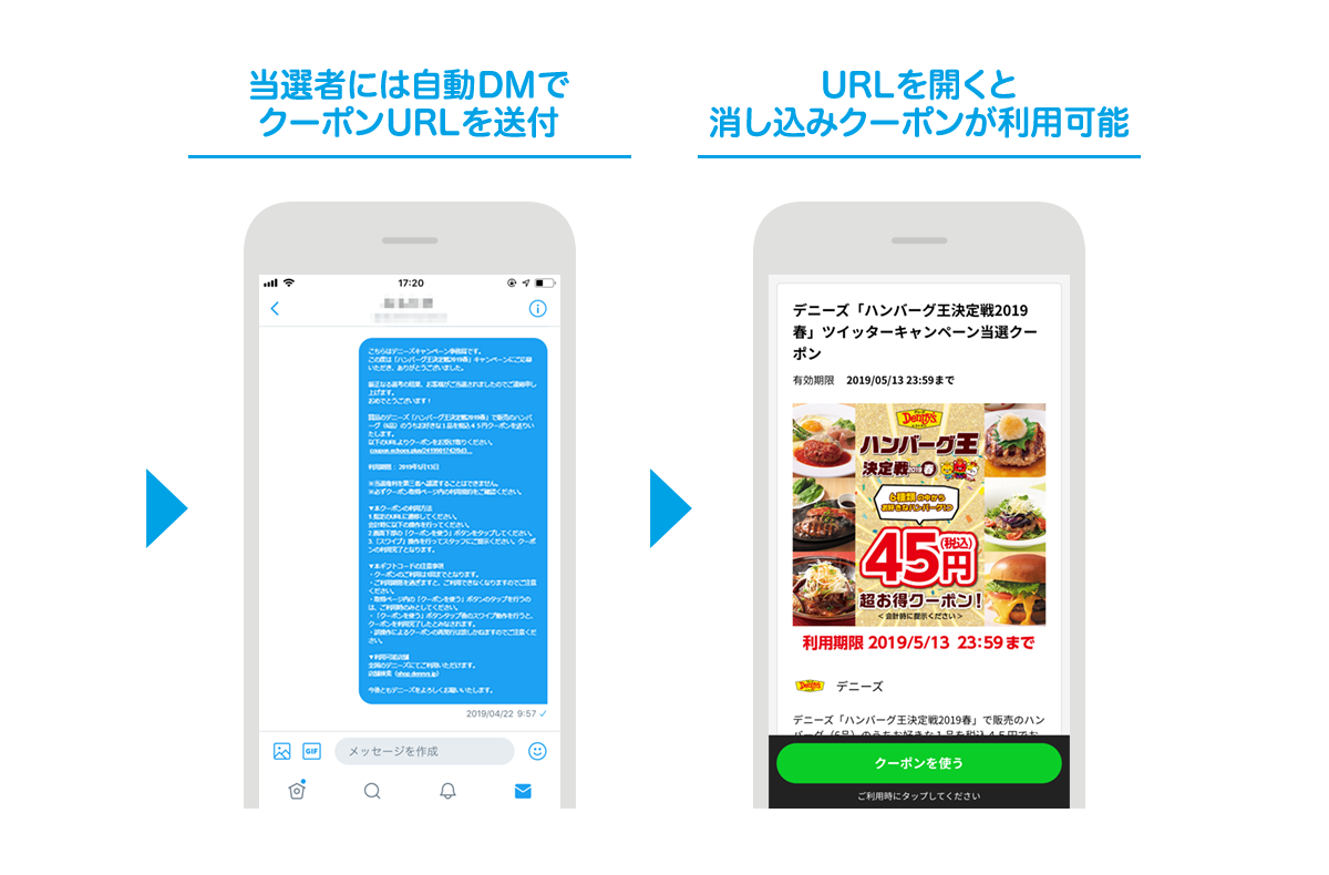 従来比9倍の成果 大手外食チェーン デニーズ Denny S 春の集客プロモーションにtwitterプロモーションツール Echoes Coupon を活用 キャンペーン当選ユーザーの68 の店舗送客を実現 従来比9倍の成果 大手外食チェーン デニーズ Denny S 春の集客プロモーションにtwitterプロモーションツール Echoes Coupon を活用 キャンペーン当選ユーザーの68 の店舗送客を実現
